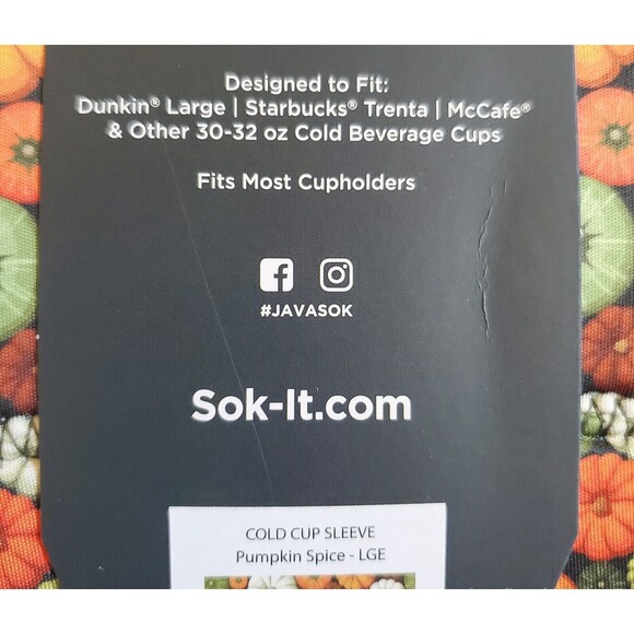 NIP New Java Sok Large Pumpkin Spice Neoprene Cold Cup Sleeve Sold Out - Picture 4 of 6
